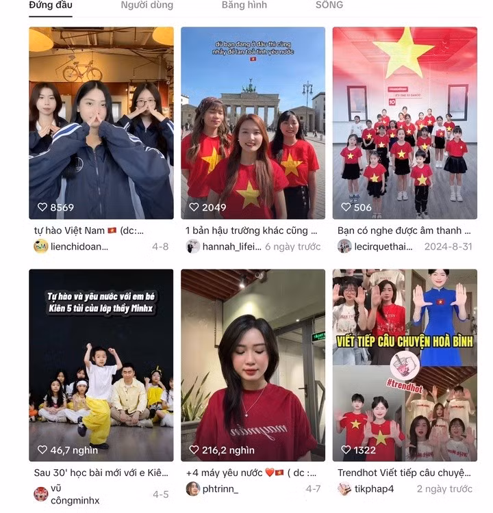 Trào lưu nhảy yêu nước đang gây sốt trên TikTok. (Ảnh chụp màn hình)