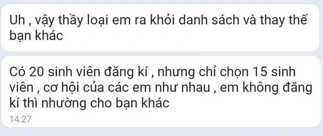 Đối tượng lừa đảo liên tục nhắn tin hối thúc người học thực hiện chứng minh tài chính nếu không sẽ bị thay thế Đối tượng lừa đảo liên tục nhắn tin hối thúc người học thực hiện chứng minh tài chính nếu không sẽ bị thay thế