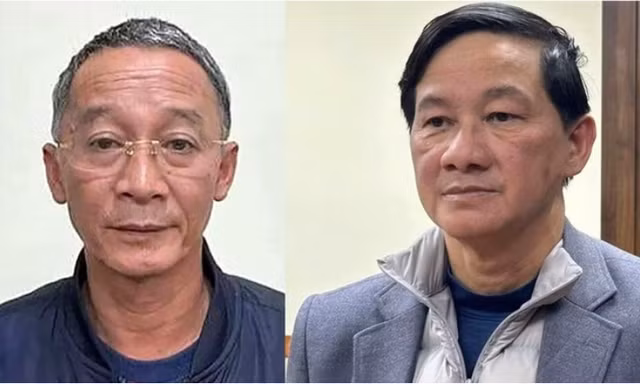 Từ trái qua: Bị can Trần Văn Hiệp và bị can Trần Đức Quận. Ảnh: Bộ Công an