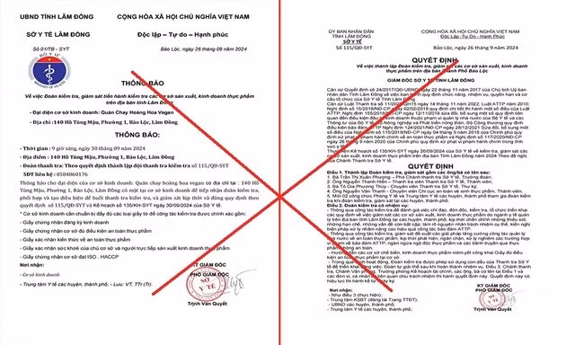 Hai văn bản mạo danh Sở Y tế được phát hiện.