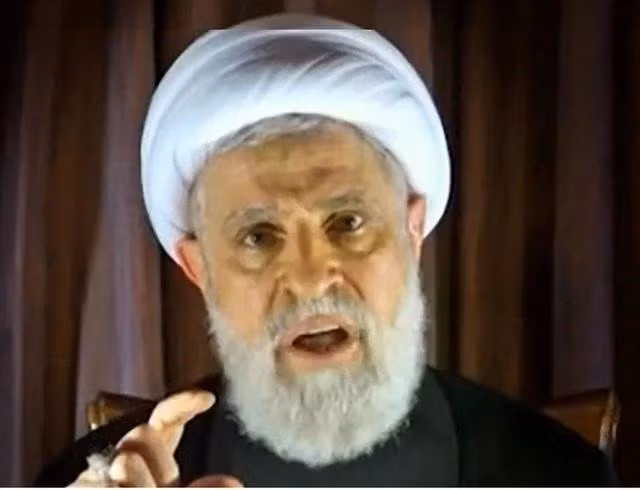 Phó thủ lĩnh Hezbollah Naim Qassem phát biểu từ một địa điểm không được tiết lộ vào ngày 8.10