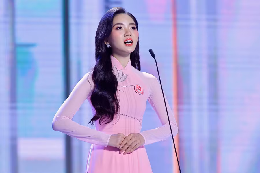 Thí sinh Trần Thị Hồng Hải, sinh năm 2004, đến từ Tuyên Quang, sinh viên Đại học Thương Mại Hà Nội.