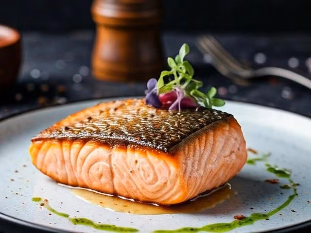 Cá hồi giàu a xít béo omega-3 có tác dụng kích thích quá trình phát triển mô cơ mới