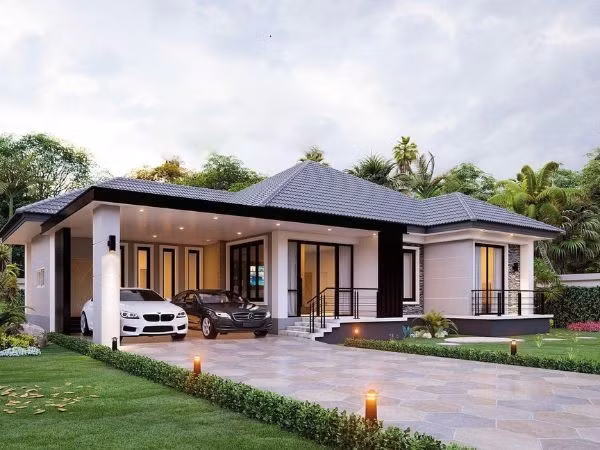 Mẫu nhà vườn cấp 4 vừa đảm bảo được cảnh quan, vừa tiết kiệm được chi phí xây dựng.