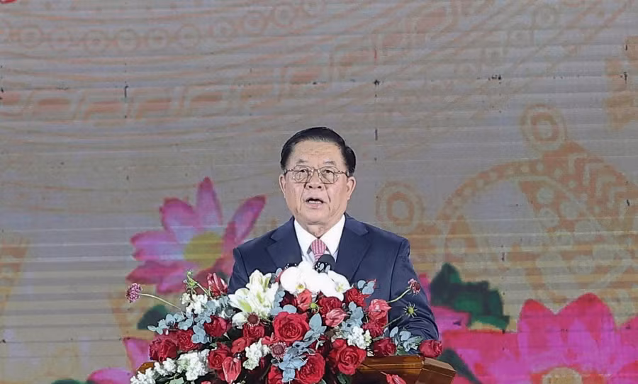 Trưởng Ban Tuyên giáo và Dân vận Trung ương Nguyễn Trọng Nghĩa phát biểu tại buổi lễ. Ảnh: Trương Định