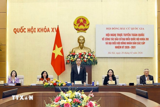 Chủ tịch Quốc hội Trần Thanh Mẫn chủ trì Hội nghị. (Ảnh: Doãn Tấn/TTXVN)