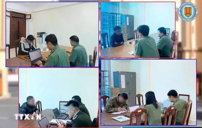 Các đối tượng bị cơ quan chức năng Lâm Đồng mời lên làm việc vì thông tin sai sự thật về chủ trương tinh gọn bộ máy địa phương các cấp. (Ảnh: TTXVN phát)