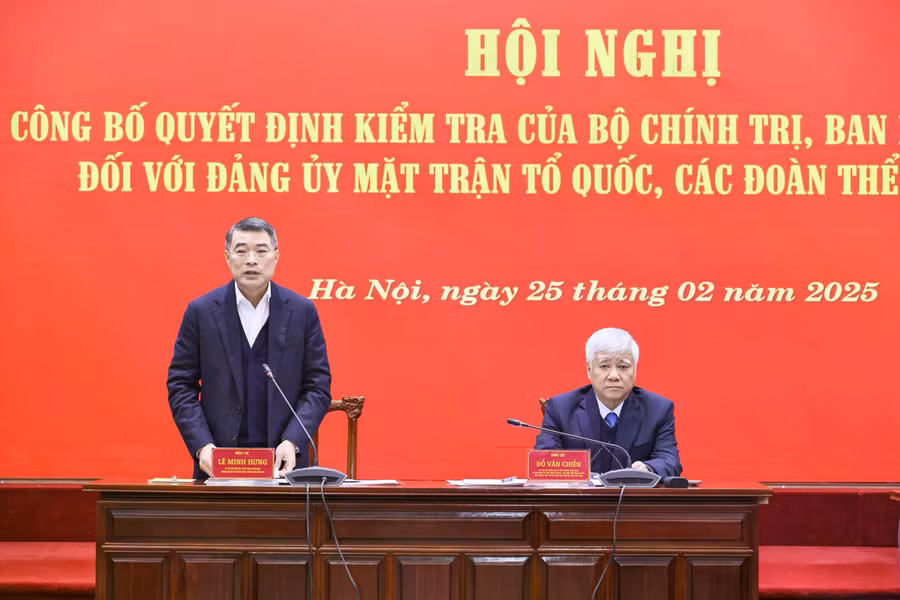 Hội nghị công bố quyết định kiểm tra của Bộ Chính trị, Ban Bí thư đối với Đảng ủy MTTQ Việt Nam