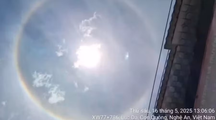 Hình ảnh quầng mặt trời được người dân chụp lại ở Nghệ An ngày 16.5
