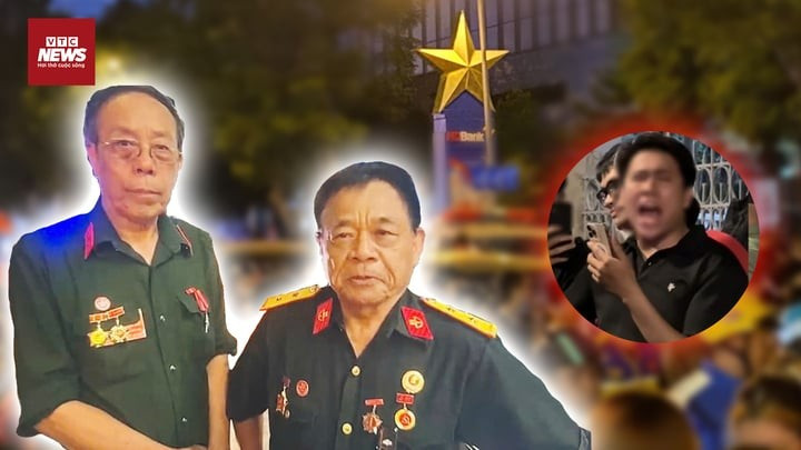 Nam sinh mặc áo đen có lời lẽ thiếu chuẩn mực với cựu chiến binh. (Ảnh cắt từ clip) Nam sinh mặc áo đen có lời lẽ thiếu chuẩn mực với cựu chiến binh. (Ảnh cắt từ clip)