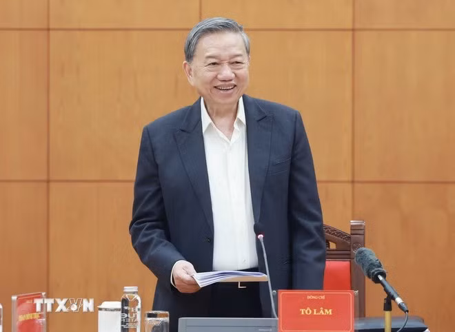 Tổng Bí thư Tô Lâm, Trưởng Ban Chỉ đạo về phòng chống tham nhũng, lãng phí, tiêu cực, phát biểu. (Ảnh: Thống Nhất/TTXVN)