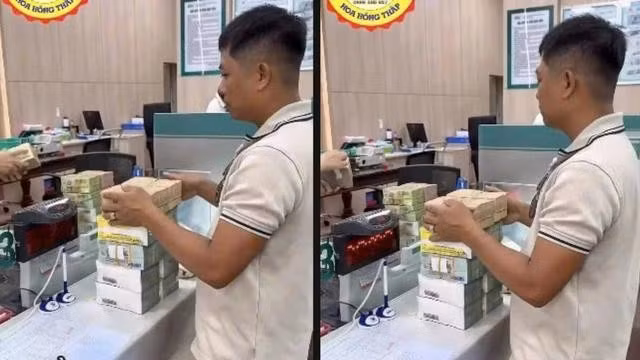 Anh Phú Vinh nhận tiền đổi thưởng cho khách