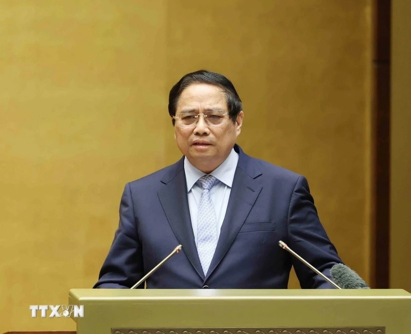 Thủ tướng Phạm Minh Chính trình bày Chuyên đề tại hội nghị. (Ảnh: Phương Hoa/TTXVN) untitled.jpg