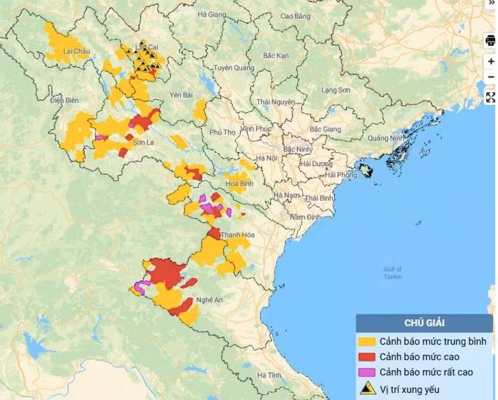 8 tỉnh ở Bắc bộ, Bắc Trung bộ mưa lớn, nguy cơ xảy ra sạt lở đất, lũ quét