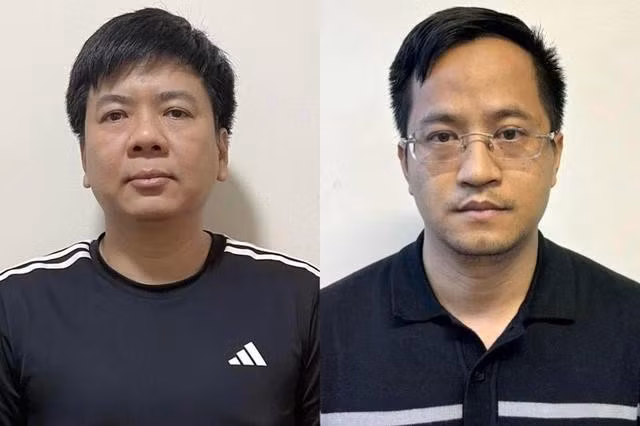 Bị can Nguyễn Ngọc Thủy (trái) và Đặng Văn Hiển