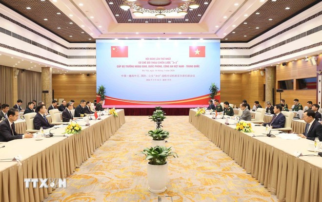 Hội nghị lần thứ nhất, cơ chế đối thoại chiến lược “3+3” cấp Bộ trưởng Ngoại giao, Quốc phòng, Công an Việt Nam-Trung Quốc. (Ảnh: An Đăng/TTXVN)