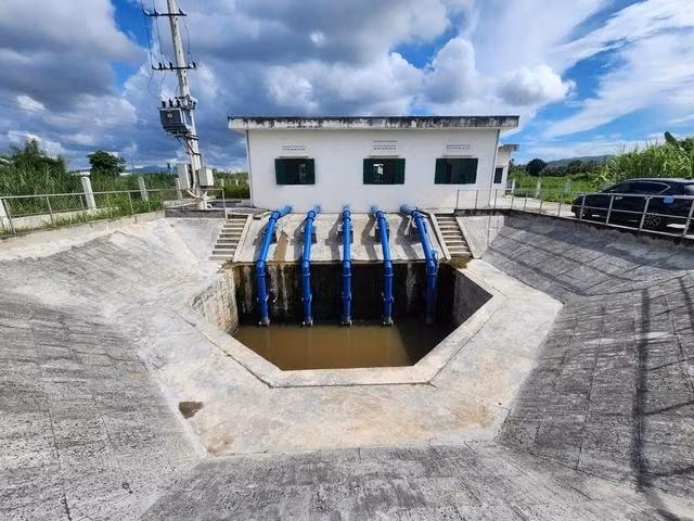 Trạm bơm Mỹ Tài sau khi được sửa chữa đã vận hành trở lại bình thường