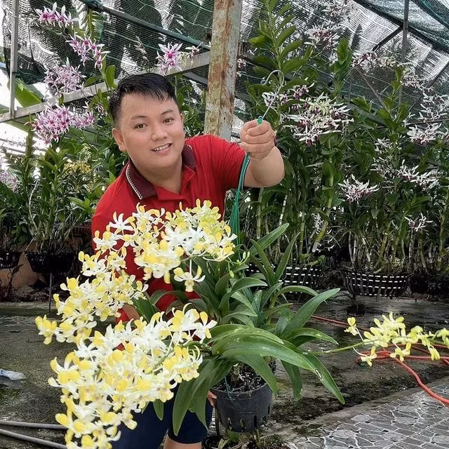 Anh Đệ dành thời gian trồng lan bán lấy tiền góp quỹ duy trì bếp ăn từ thiện