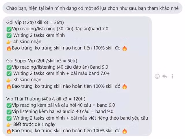 Tại Việt Nam, Thanh Niên cũng từng phản ánh về việc nhiều đối tượng chuyên quảng cáo rao bán đề thi IELTS "thật" với giá từ vài triệu đến cả trăm triệu đồng