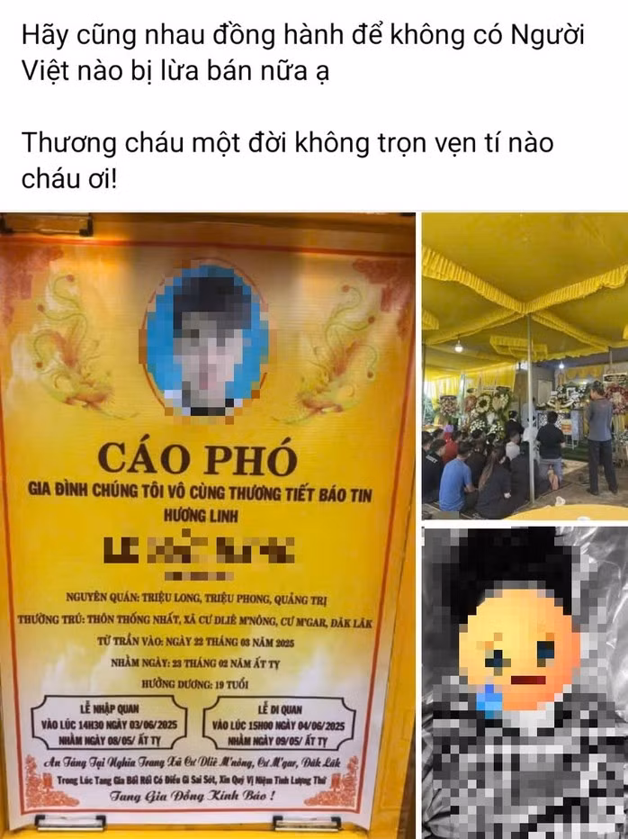 Người nhà anh L.H.Đ. đăng thông tin cảnh báo đừng tin lời "việc nhẹ, lương cao" của các đối tượng lừa đảo