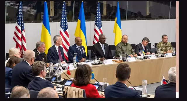 Toàn ảnh một Hội nghị Ramstein diễn ra trong năm 2024. Ảnh: Lầu Năm Góc