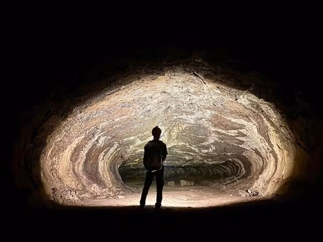 Khung cảnh bên trong một hang động núi lửa