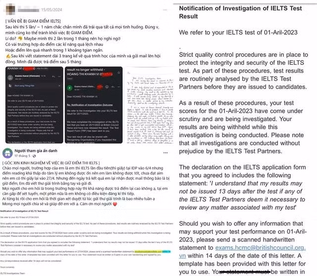 Nhiều thí sinh khác chia sẻ câu chuyện bị "giam" điểm khi thi IELTS tại IDP và Hội đồng Anh trong những tháng gần đây