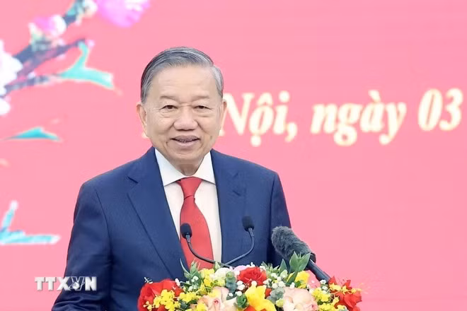 Tổng Bí thư Tô Lâm phát biểu. (Ảnh: Thống Nhất/TTXVN)