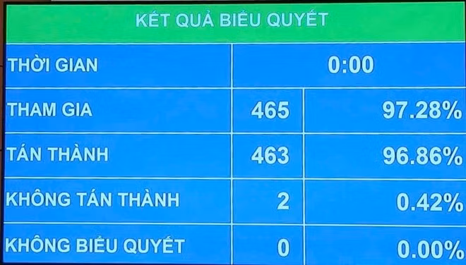 Quốc hội đã biểu quyết thông qua Luật sửa đổi, bổ sung một số điều của Luật Tổ chức Chính phủ với số phiếu tán thành đa số. (Ảnh: Vietnam+)