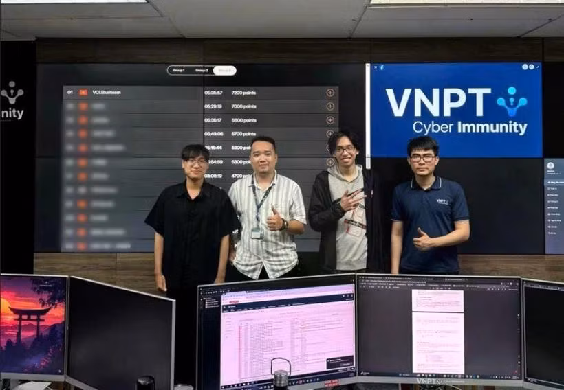 Thành viên đội tuyển VNPT Cyber Immunity. (Ảnh: PV/Vietnam+)