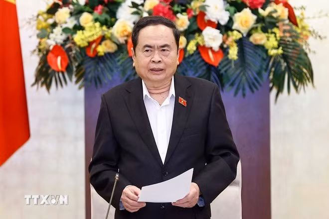 Chủ tịch Quốc hội Trần Thanh Mẫn phát biểu. (Ảnh: Doãn Tấn/TTXVN)