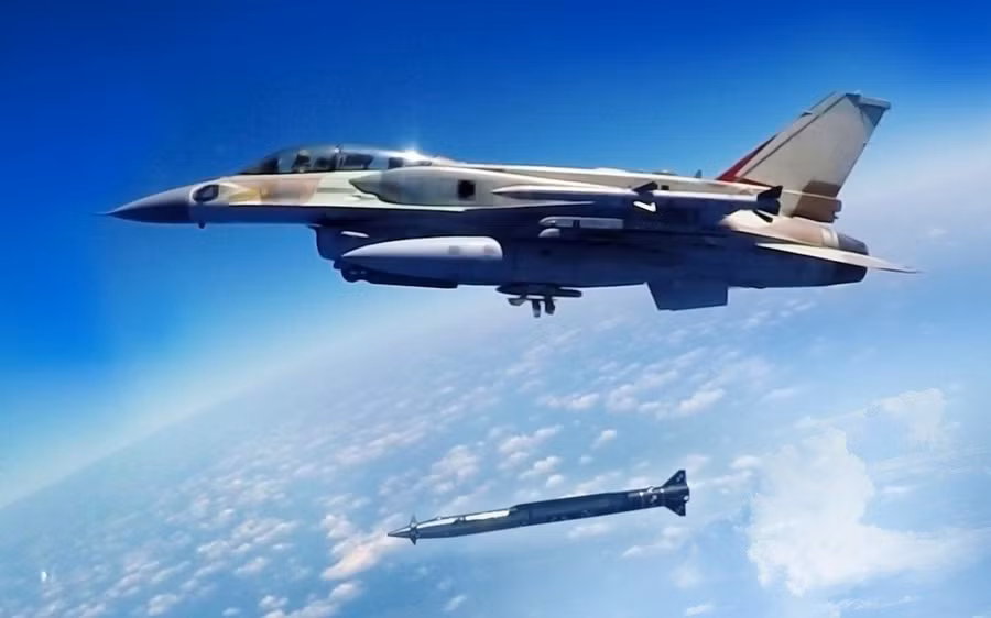 Tên lửa không đối đất Rampage phóng từ chiến đấu cơ F-16. Ảnh: Ảnh: Israel Aerospace Industries/Israel Military Industries