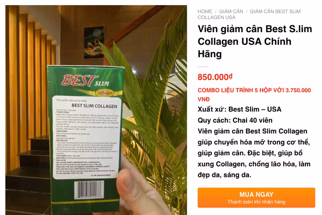 Sản phẩm Best Slim Collagen được quảng cáo trên mạng. Ảnh chụp màn hình