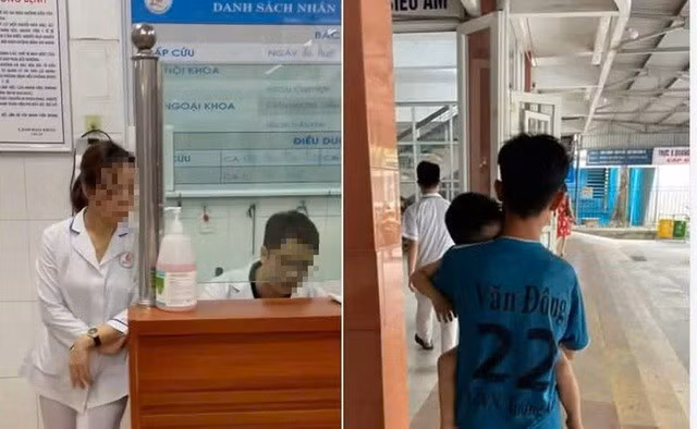 Hình ảnh bé trai ở Nam Định bị tai nạn giao thông tới Bệnh viện Đa khoa tỉnh Nam Định cấp cứu nhưng bị yêu cầu phải đóng đủ tiền viện phí tạm ứng mới cấp cứu. Ảnh cắt từ clip