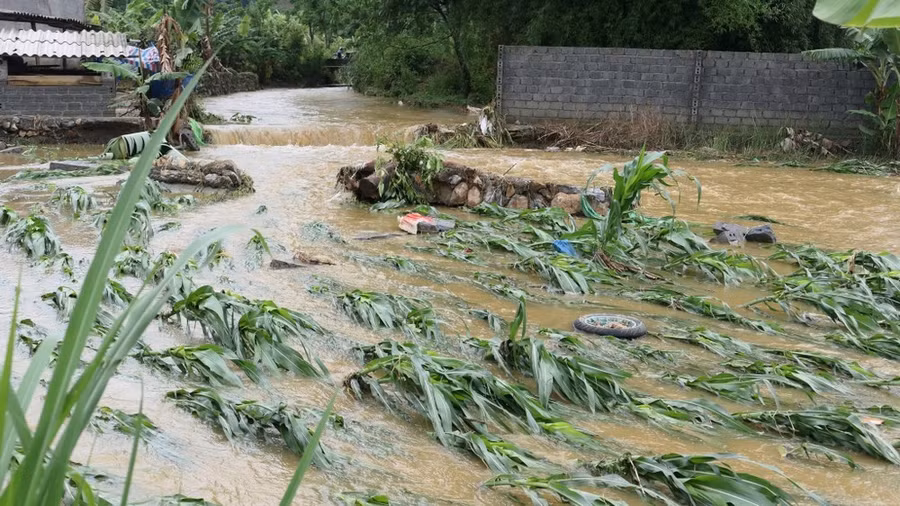 Mưa gió lớn đầu mùa ở tỉnh Lai Châu ngày 15-5. Ảnh: BÁO LAI CHÂU