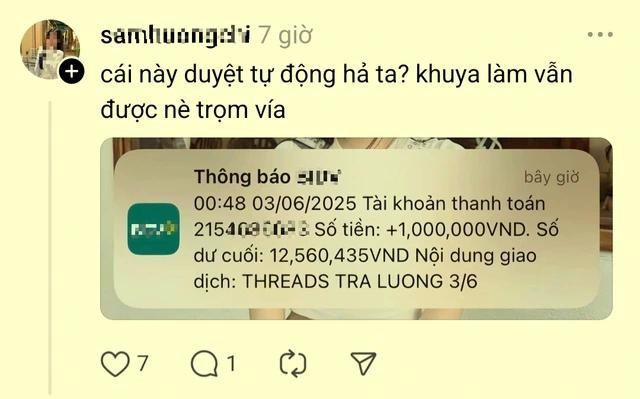 Không ít người xác nhận được Threads trả lương Không ít người xác nhận được Threads trả lương