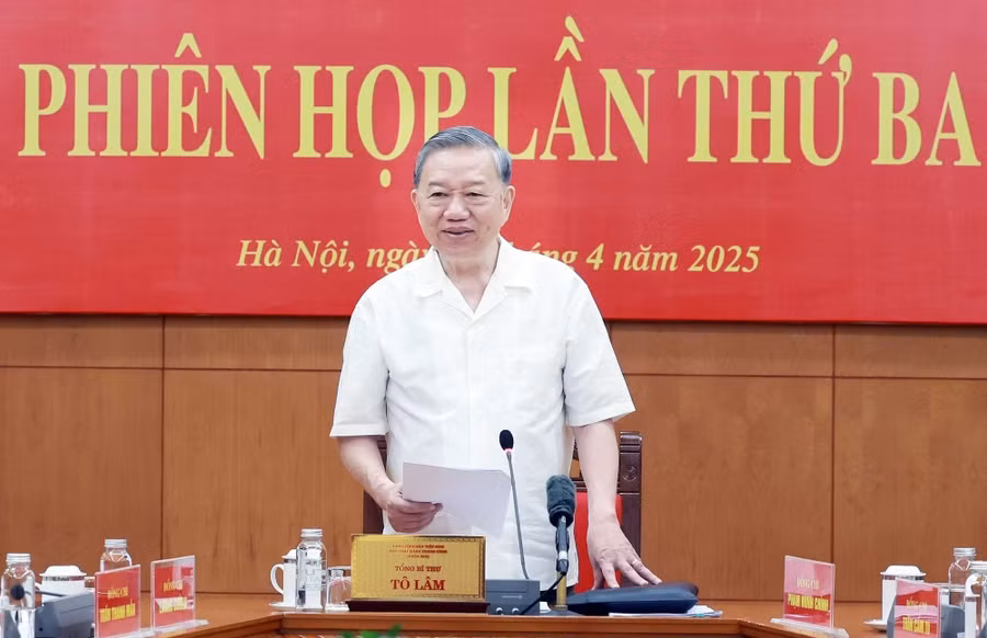 Tổng Bí thư Tô Lâm phát biểu kết luận phiên họp thứ 3 của Ban Chỉ đạo chiều 14.4