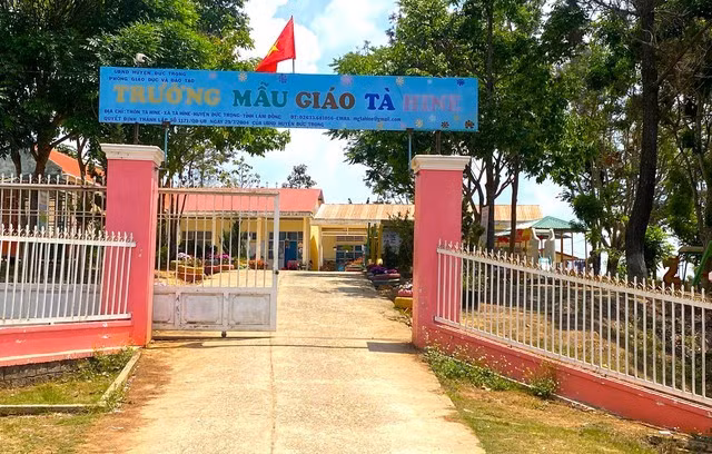 Trường Mẫu giáo Tà Hine nơi xảy ra vụ việc thương tâm.
