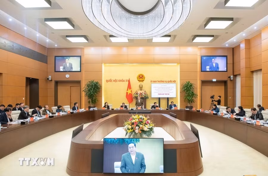 Chủ tịch Quốc hội Trần Thanh Mẫn phát biểu. (Ảnh: TTXVN phát)