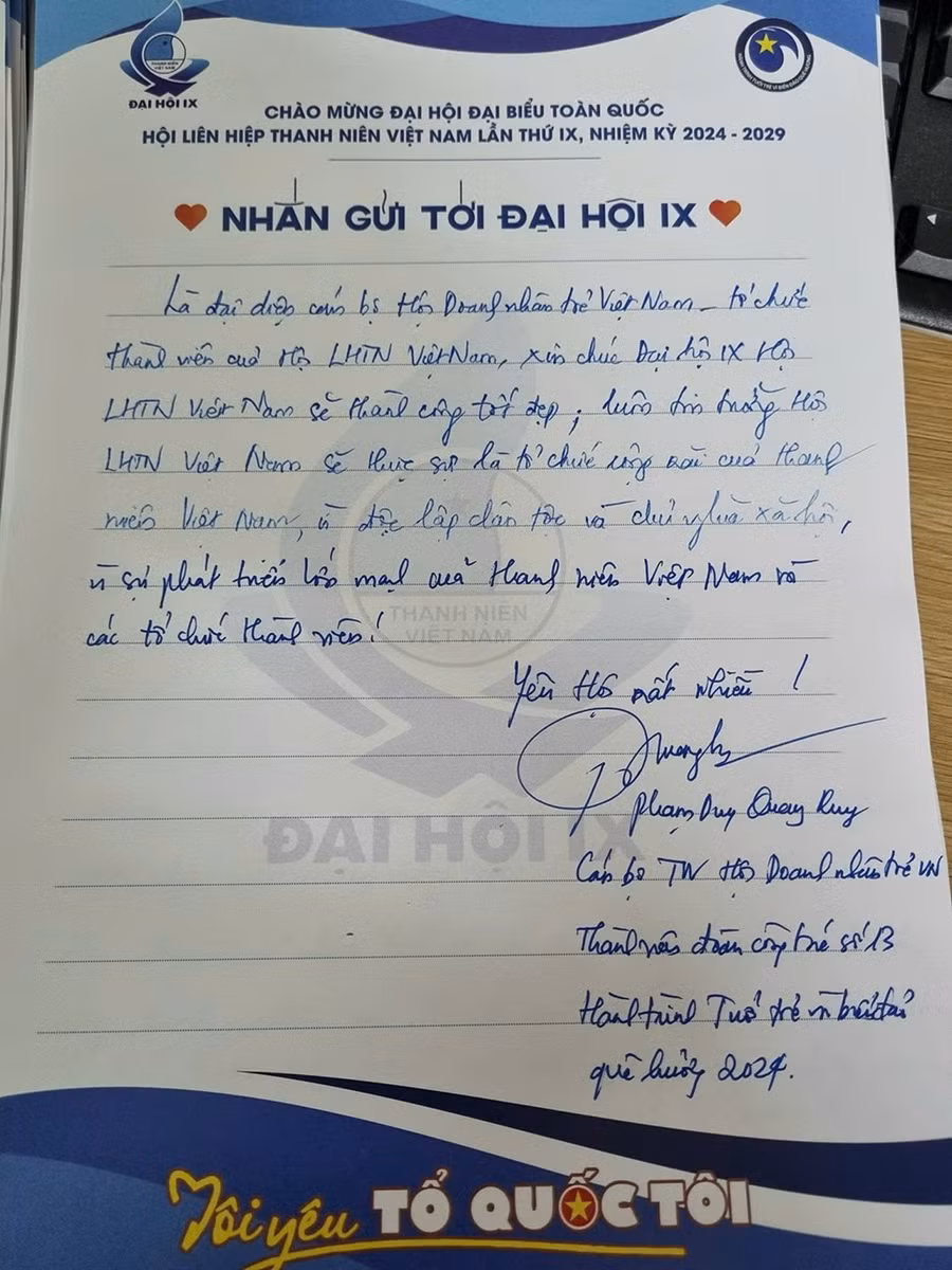 Mỗi lá thư, mỗi dòng nhắn gửi mang trọn tâm huyết, tình cảm và khát vọng của thanh niên hướng đến đại hội