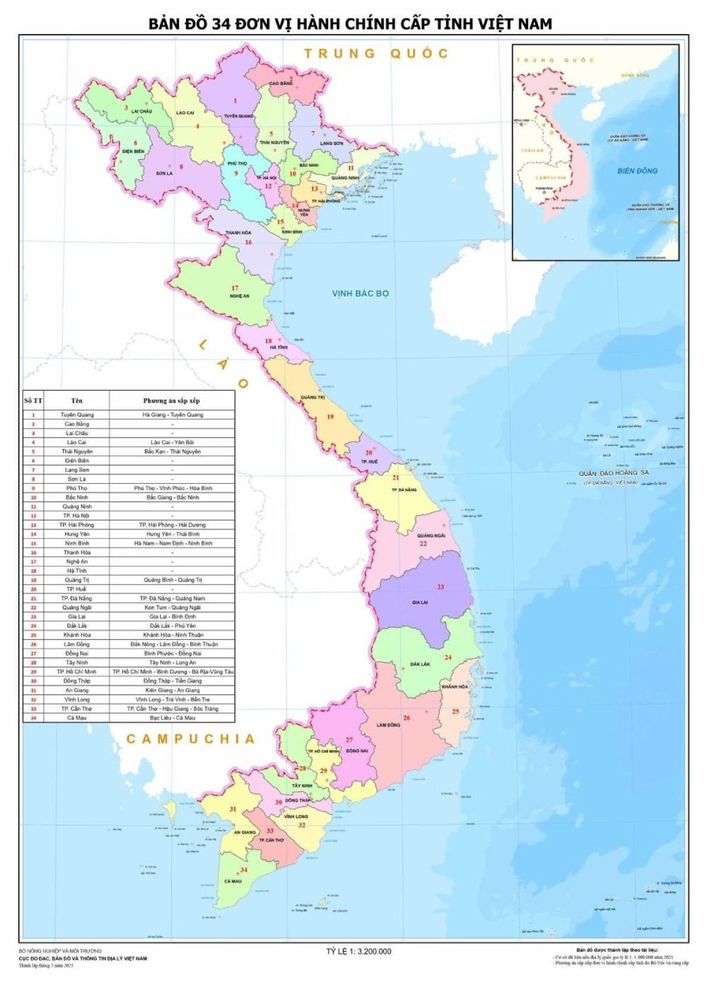 Bản đồ chi tiết về 34 tỉnh thành mới của Việt Nam. Ảnh: Cục Đo đạc, Bản đồ và Thông tin địa lý Việt Nam Bản đồ chi tiết về 34 tỉnh thành mới của Việt Nam. Ảnh: Cục Đo đạc, Bản đồ và Thông tin địa lý Việt Nam