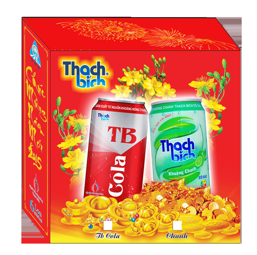 Hộp xuân Nước giải khát TB Cola và Nước khoáng chanh có gaz Thạch Bích.