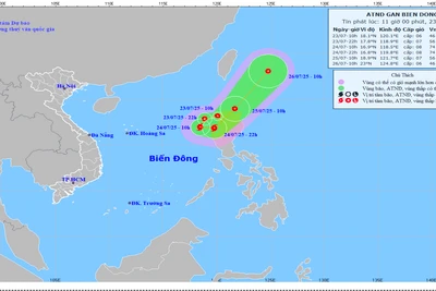 Xuất hiện áp thấp nhiệt đới gần Biển Đông