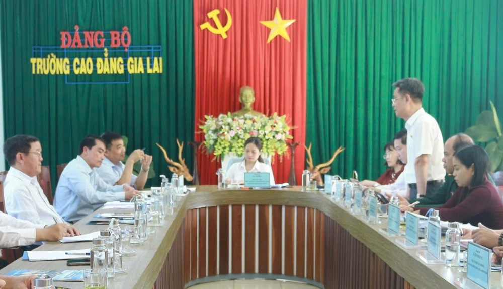Đoàn đại biểu Quốc hội tỉnh Gia Lai giám sát Trường Cao đẳng Gia Lai về thực hiện chính sách, pháp luật về phát triển và sử dụng nguồn nhân lực. Ảnh: Thu Thảo z6381603540644-655a57245d846d17e3a6b42a98be7063.jpg