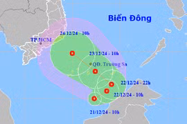 Biển Đông xuất hiện áp thấp nhiệt đới, hướng vào vùng biển Nam bộ