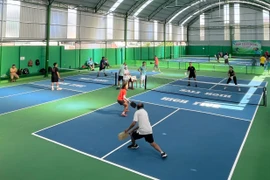 Sân pickleball High Five (số 5 Bùi Dự, TP. Pleiku) thu hút đông đảo người chơi. Ảnh: L.V.N