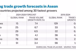 Theo dự báo của DHL, trong giai đoạn 2024-2029, Việt Nam sẽ đứng thứ 29 toàn cầu về mức tăng trưởng nhanh. Ảnh nguồn thesaigontimes.vn