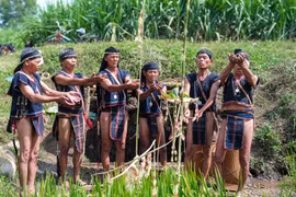 Làng Kgiang (xã Kông Lơng Khơng, huyện Kbang)phục dựng lễ cúng bến nước. Ảnh: M.C