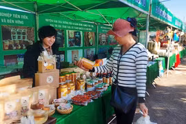 Người dân tham quan, mua sắm tại Chợ phiên nông sản an toàn huyện Đak Đoa. Ảnh: N.D