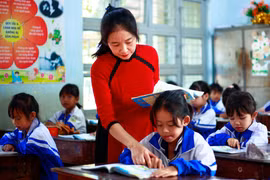 Cô giáo Trần Thị Hoài Nam trong một giờ lên lớp (ảnh nhân vật cung cấp).